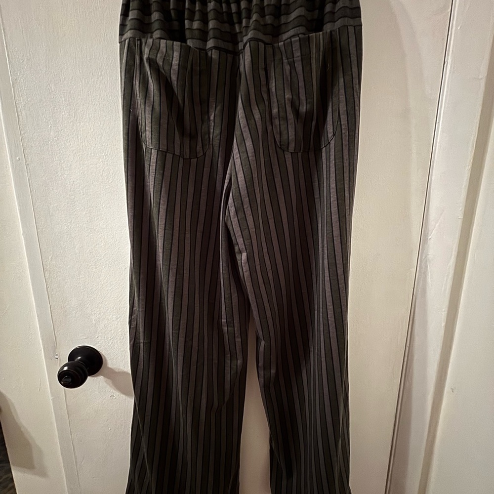 Striped Wide-Leg Pin-stripe, Black and Gray pant Flowy Summer Oversized